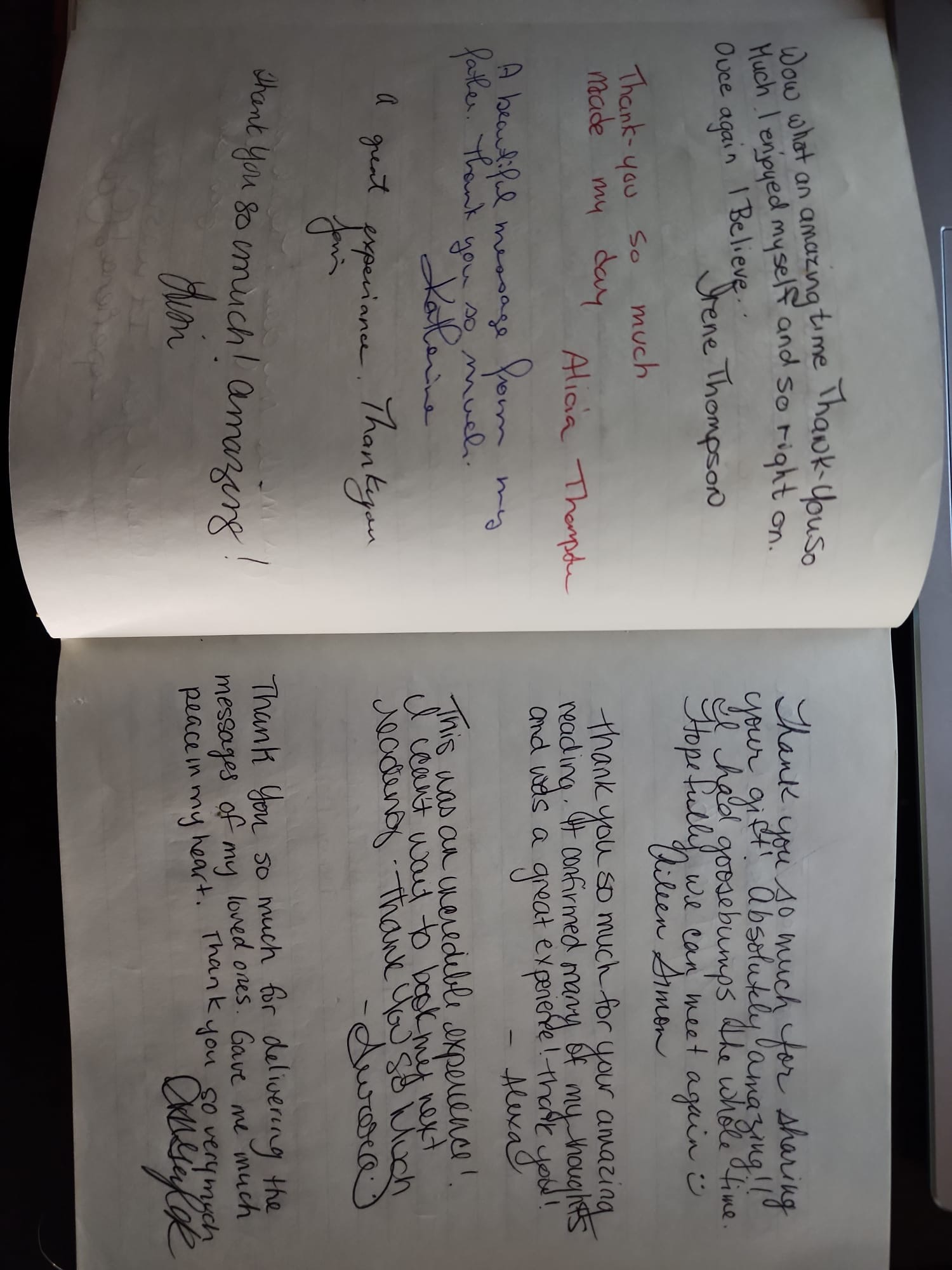 Handwritten testimonial