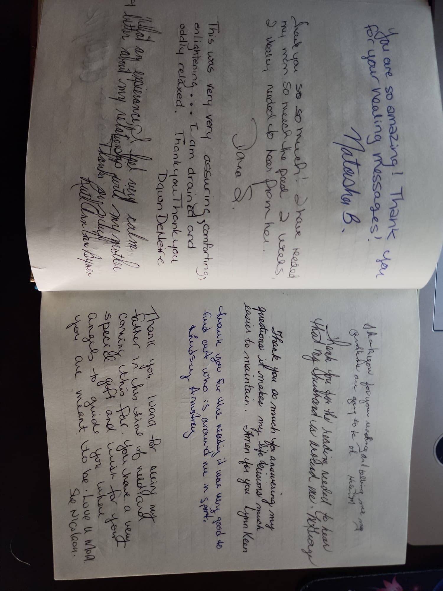 Handwritten testimonial