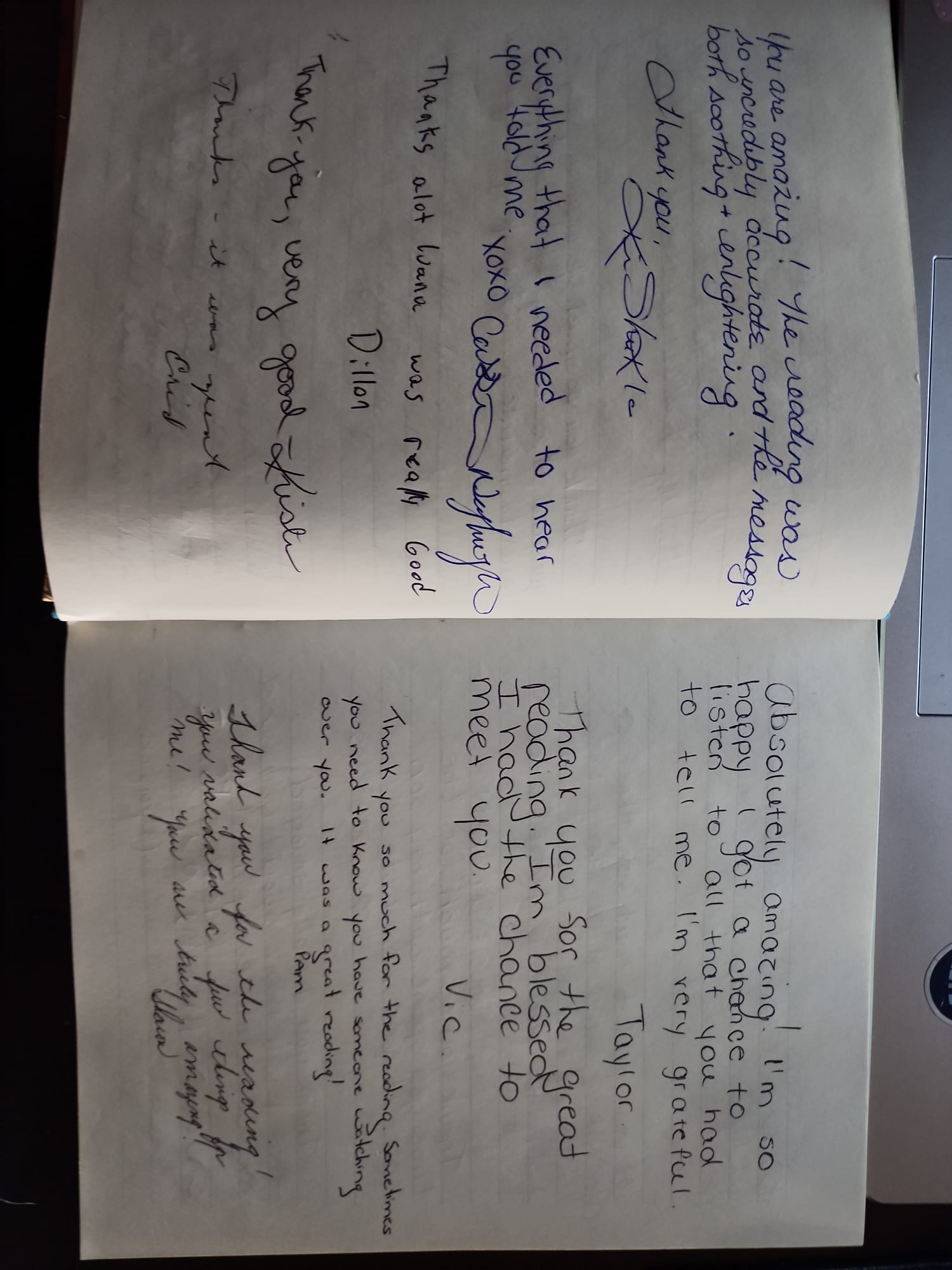 Handwritten testimonial