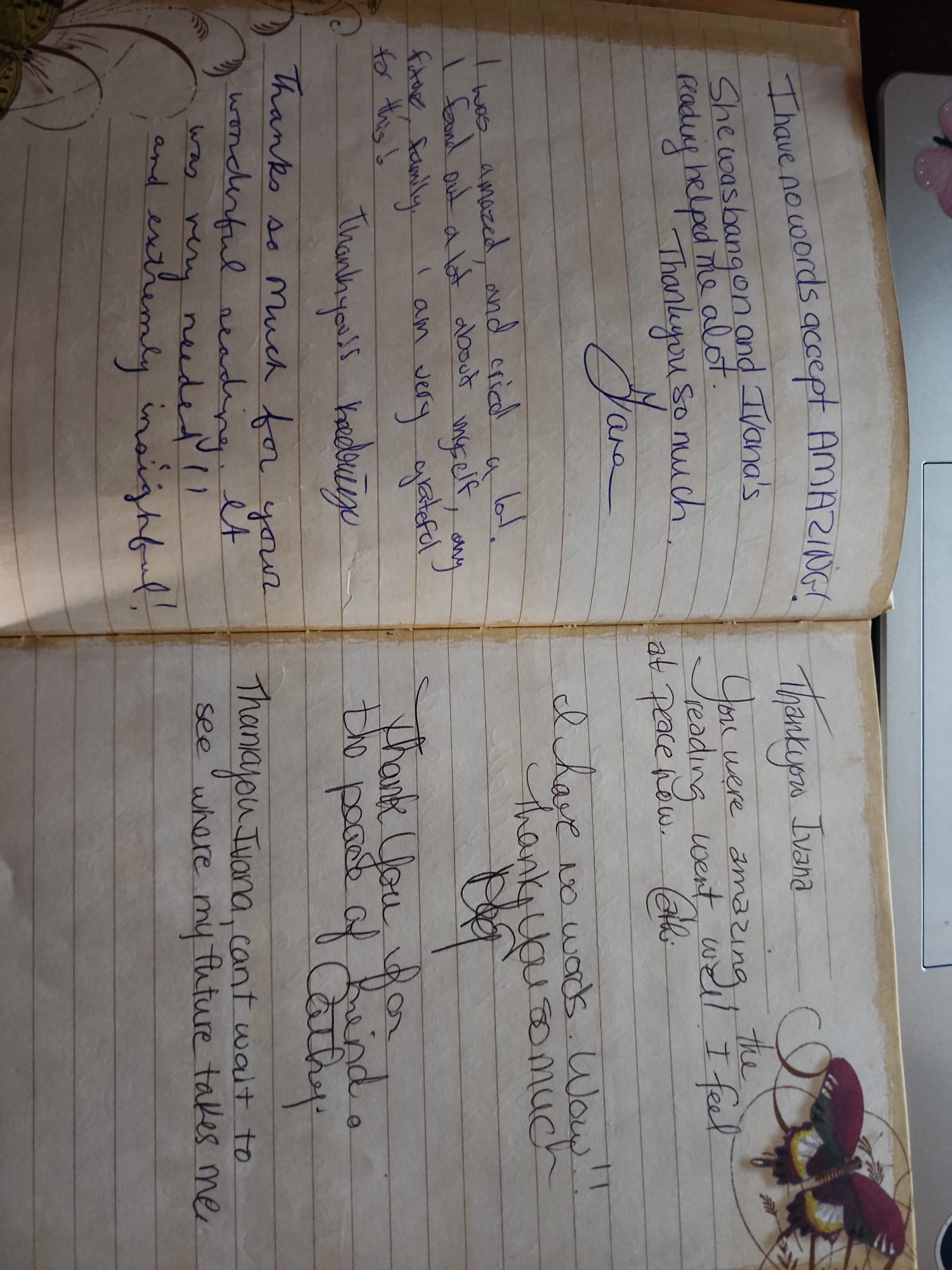 Handwritten testimonial