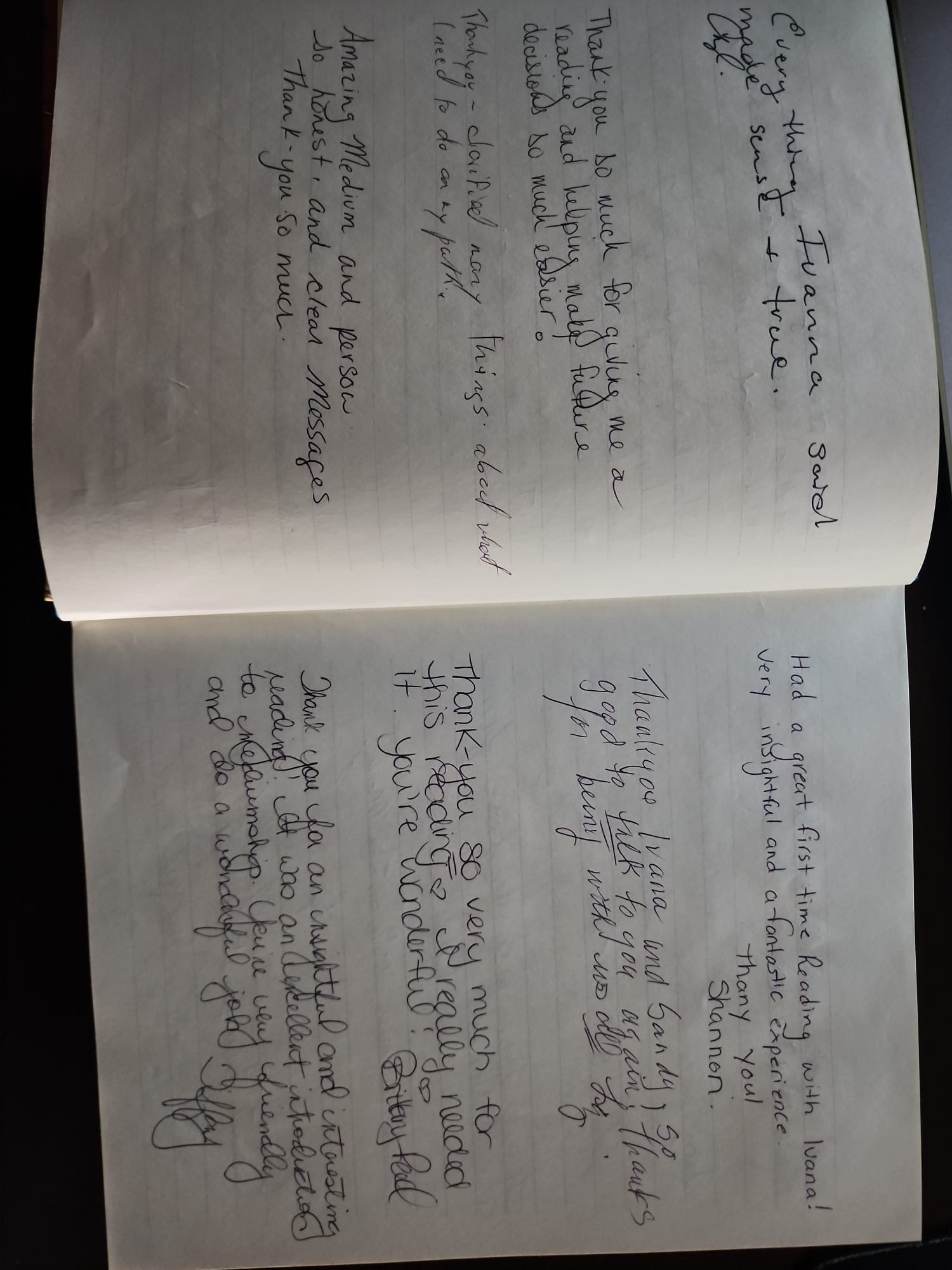 Handwritten testimonial