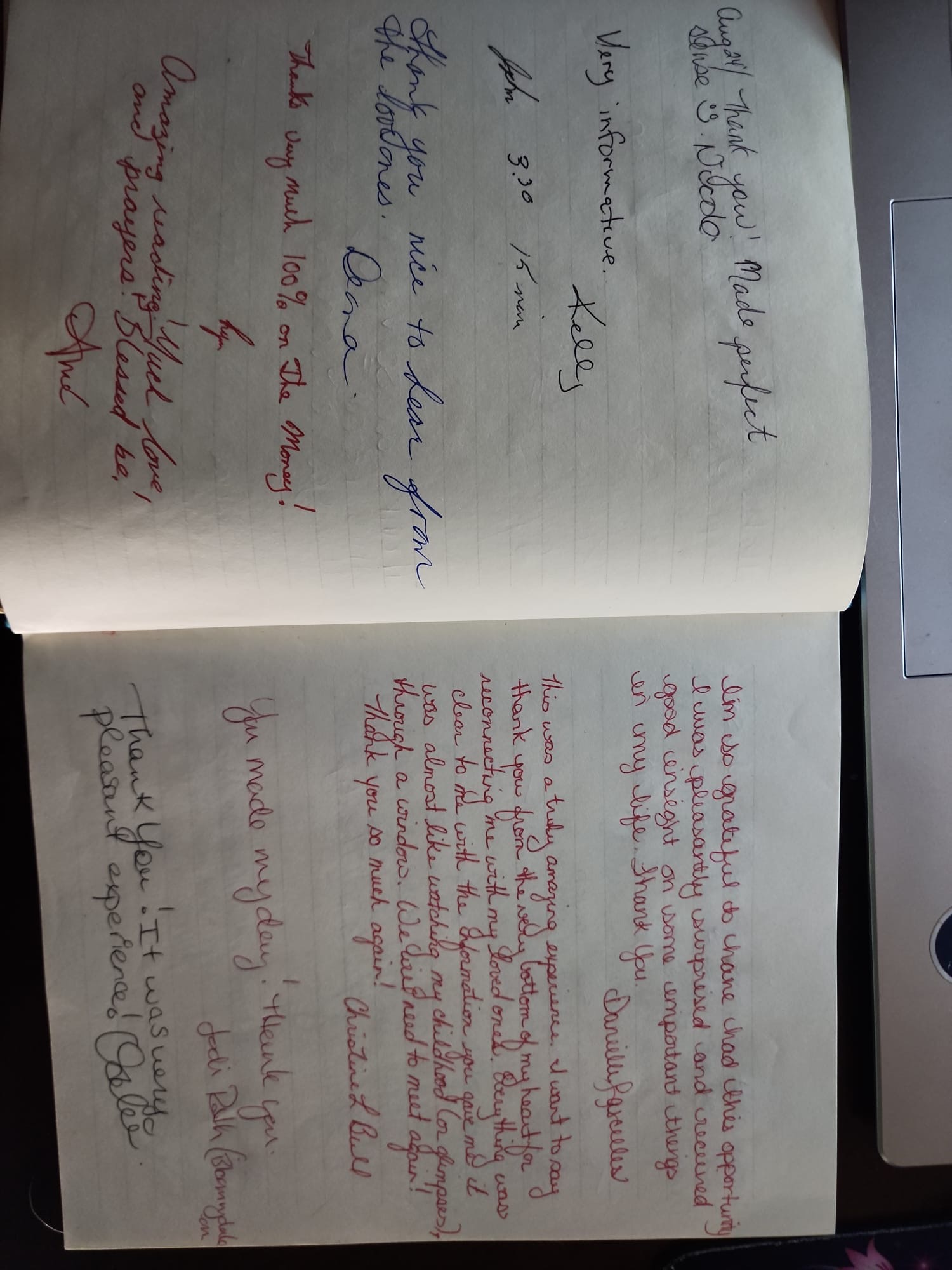 Handwritten testimonial