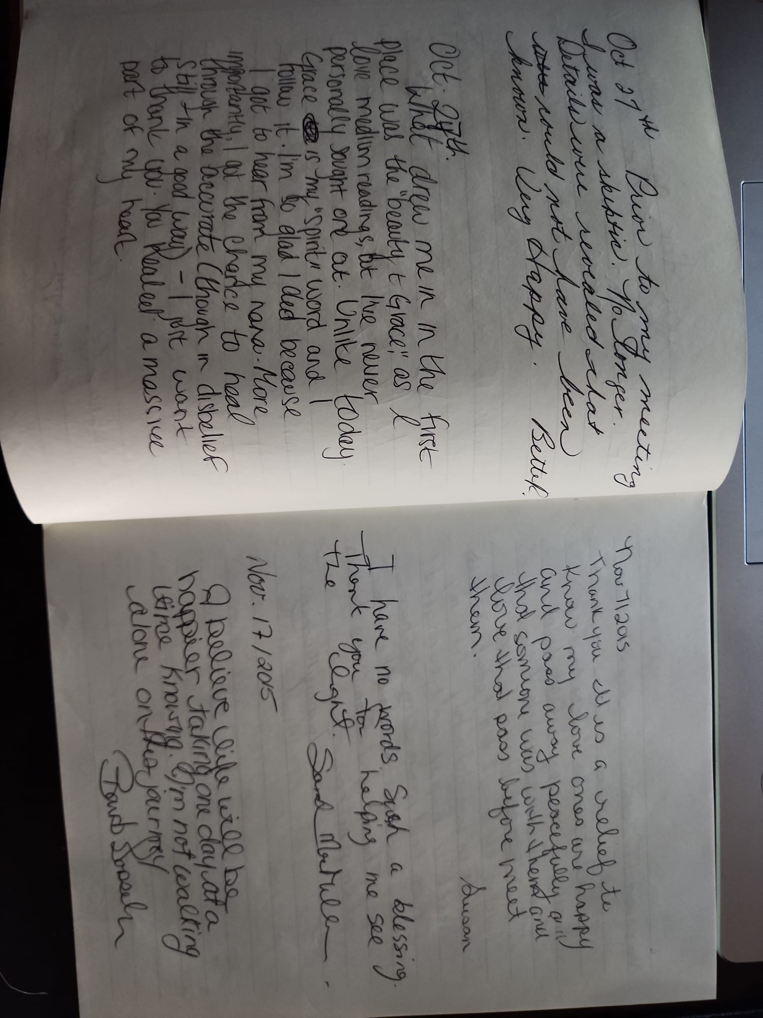 Handwritten testimonial