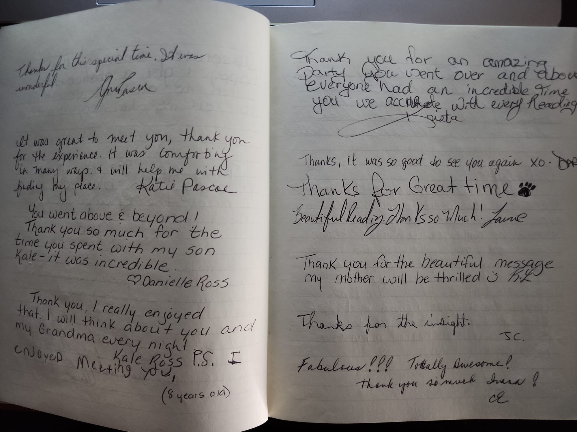 Handwritten testimonial